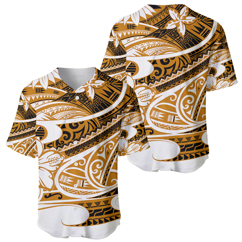 Polynesian Tribal Baseball Jersey Gold