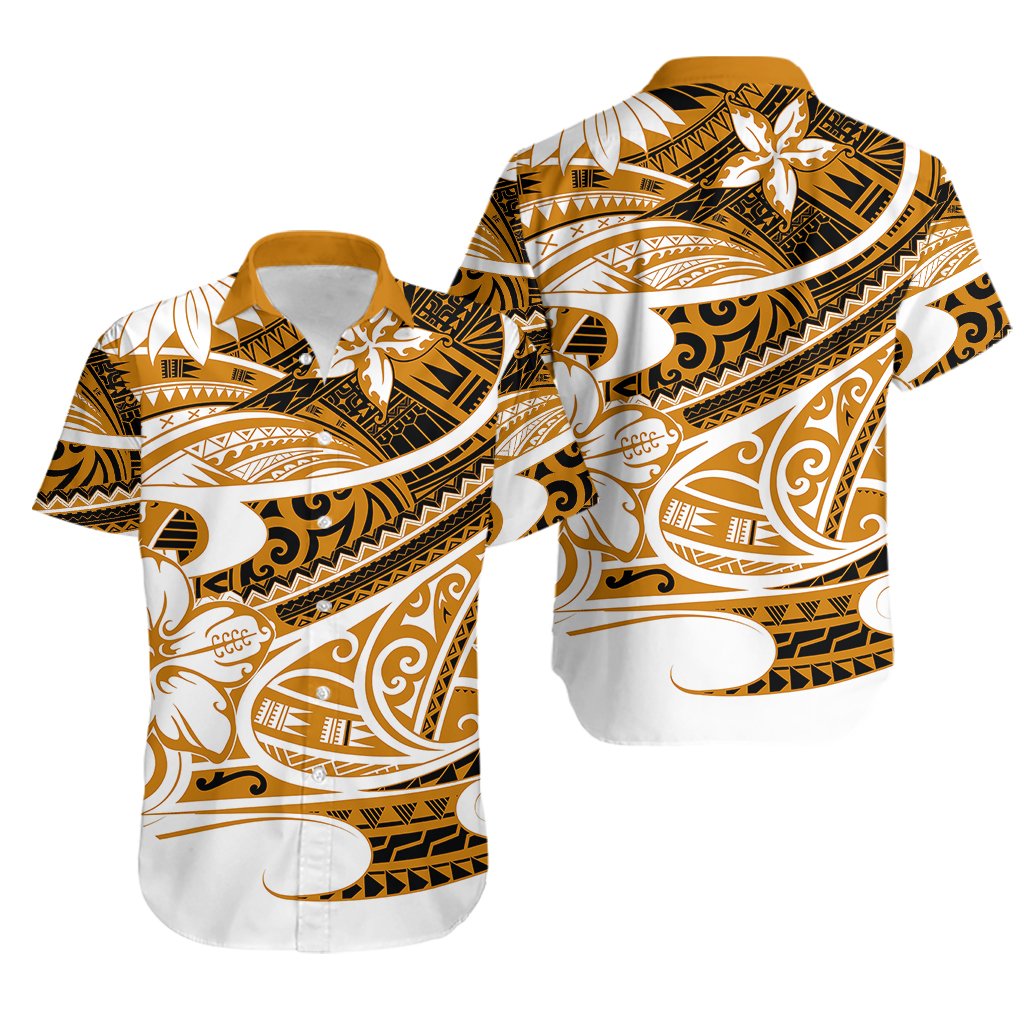Polynesian Tribal Hawaiian Shirt Gold