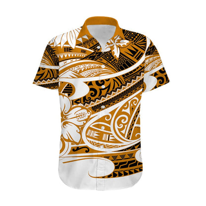 Polynesian Tribal Hawaiian Shirt Gold