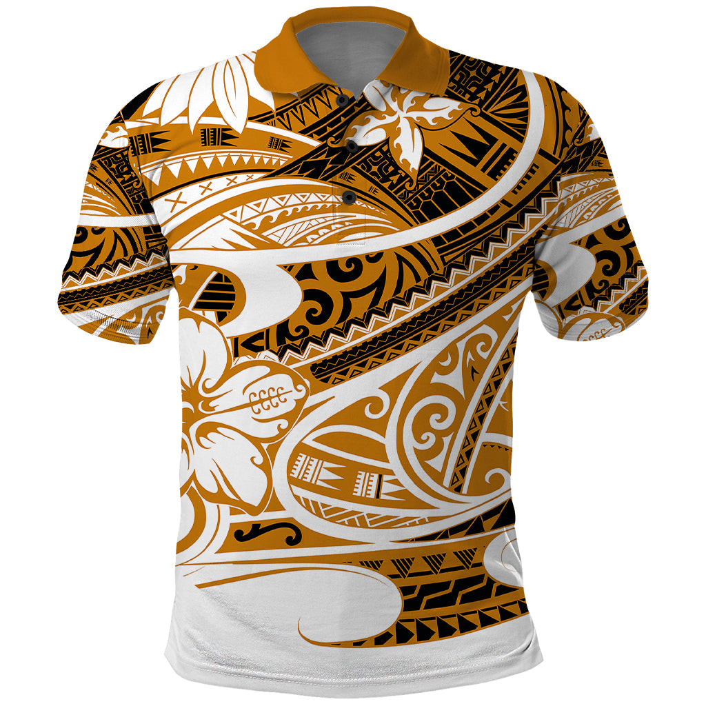Polynesian Tribal Polo Shirt Gold