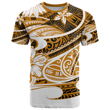 Polynesian Tribal T Shirt Gold
