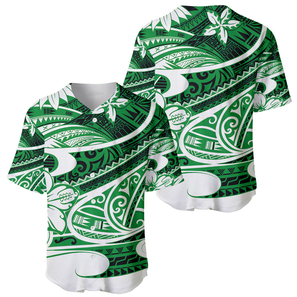 Polynesian Tribal Baseball Jersey Green