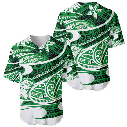 Polynesian Tribal Baseball Jersey Green