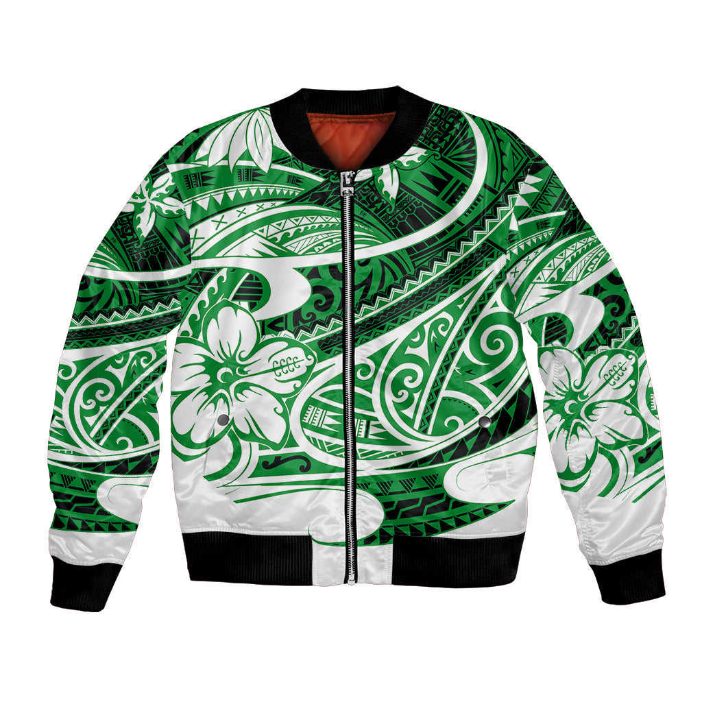 Polynesian Tribal Bomber Jacket Green