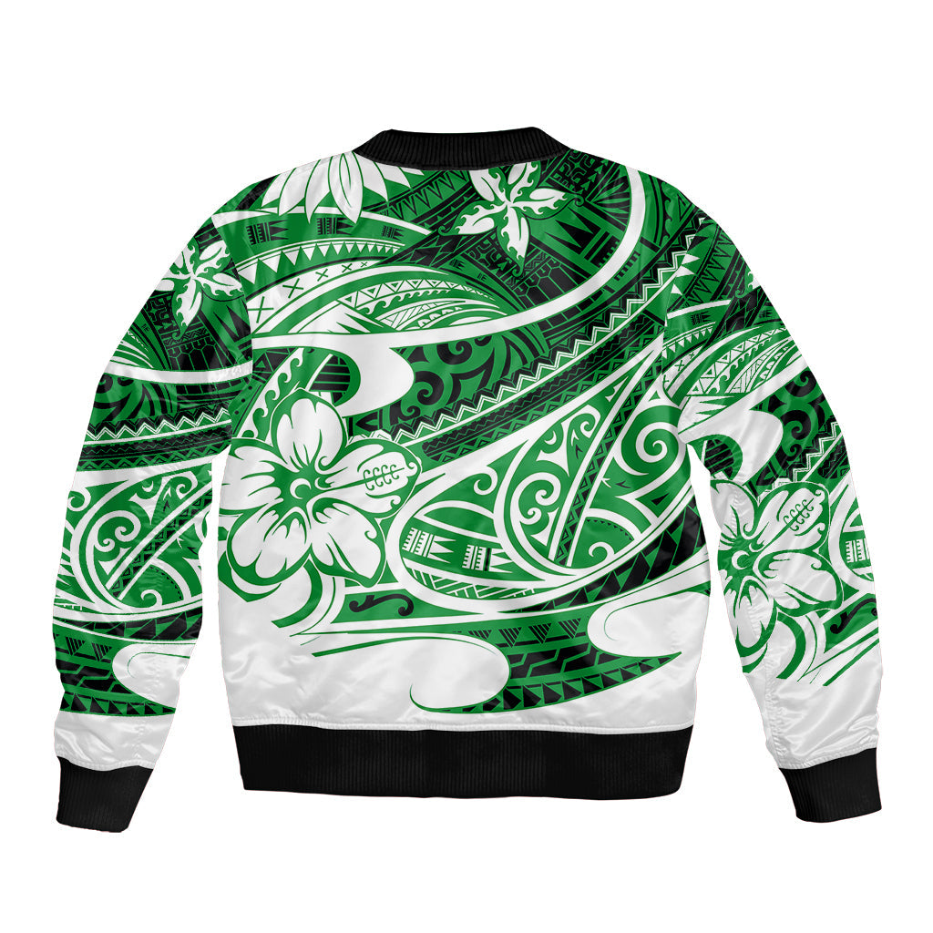 Polynesian Tribal Bomber Jacket Green