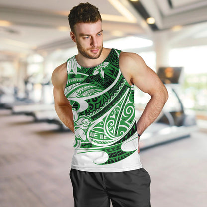 Polynesian Tribal Men Tank Top Green