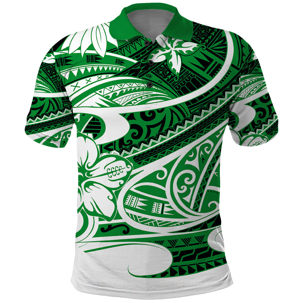 Polynesian Tribal Polo Shirt Green