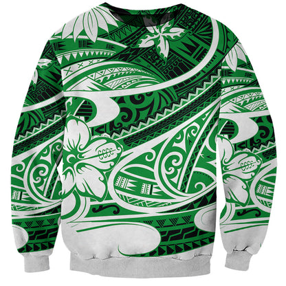 Polynesian Tribal Sweatshirt Green
