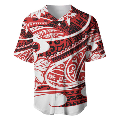 Polynesian Tribal Baseball Jersey Red