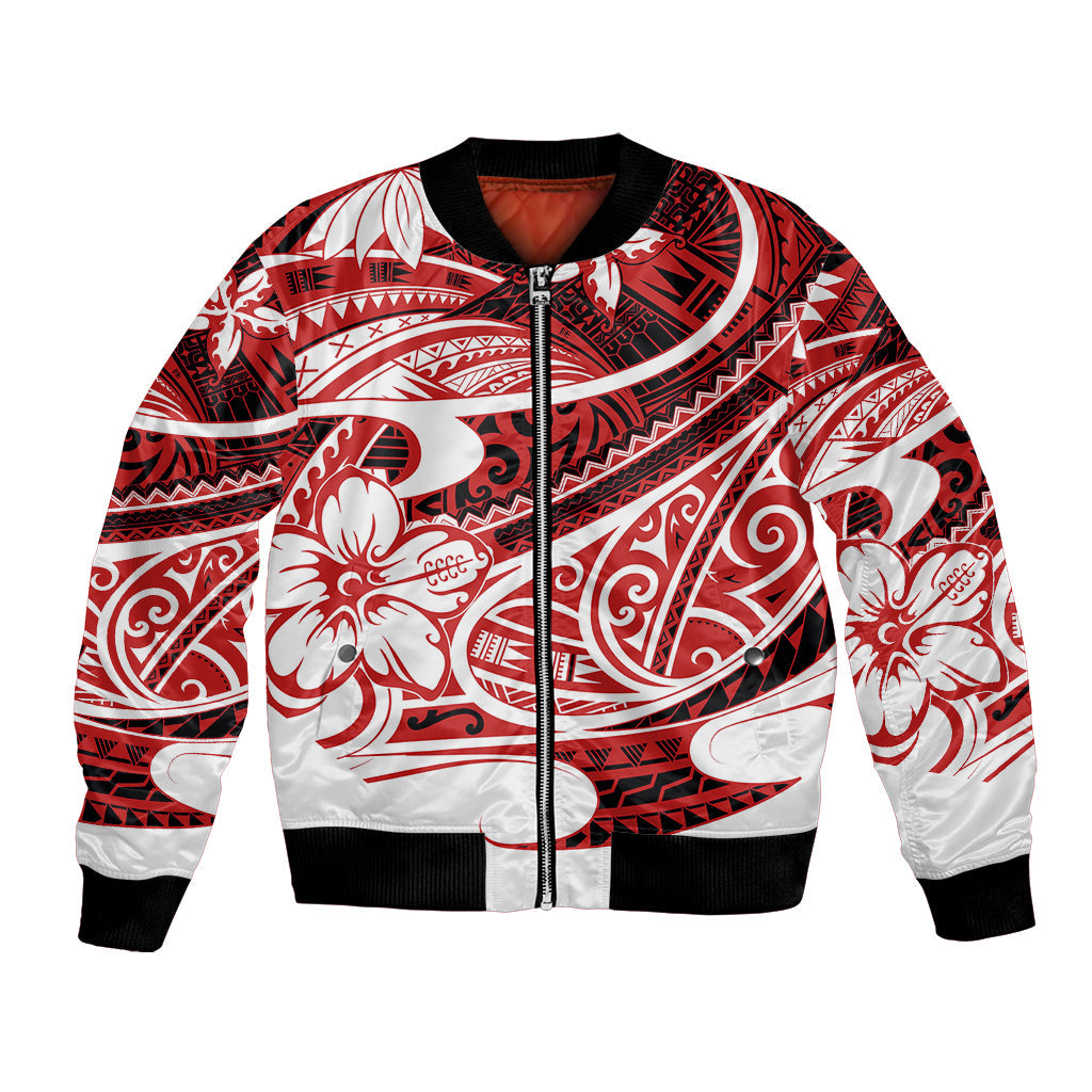 Polynesian Tribal Bomber Jacket Red
