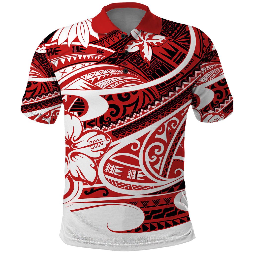 Polynesian Tribal Polo Shirt Red