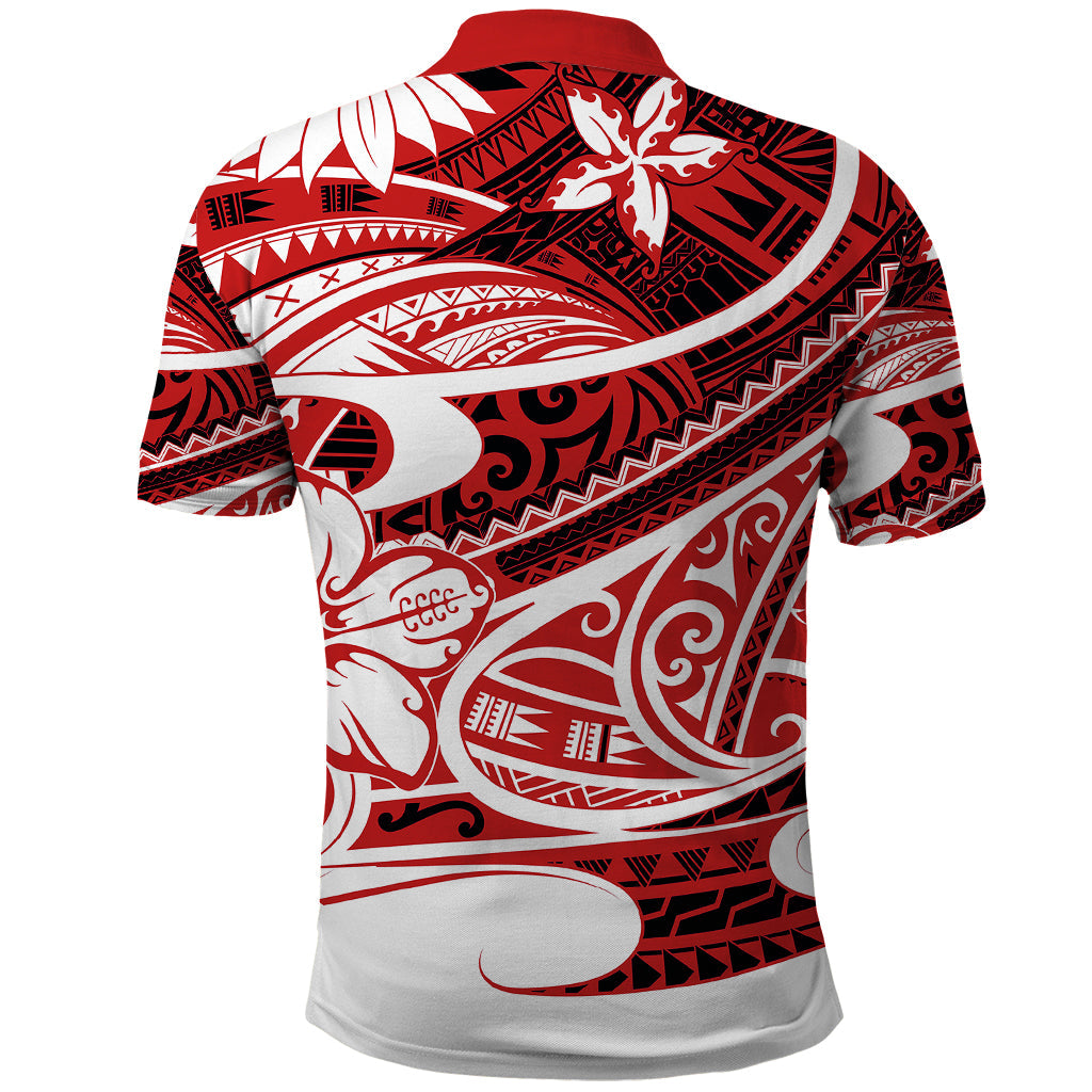 Polynesian Tribal Polo Shirt Red