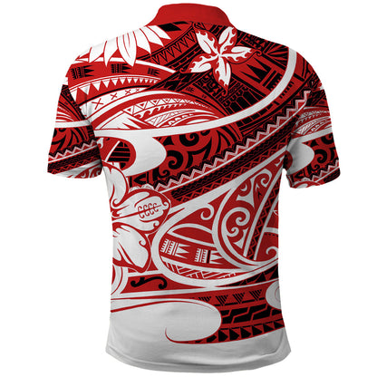 Polynesian Tribal Polo Shirt Red