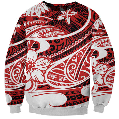 Polynesian Tribal Sweatshirt Red