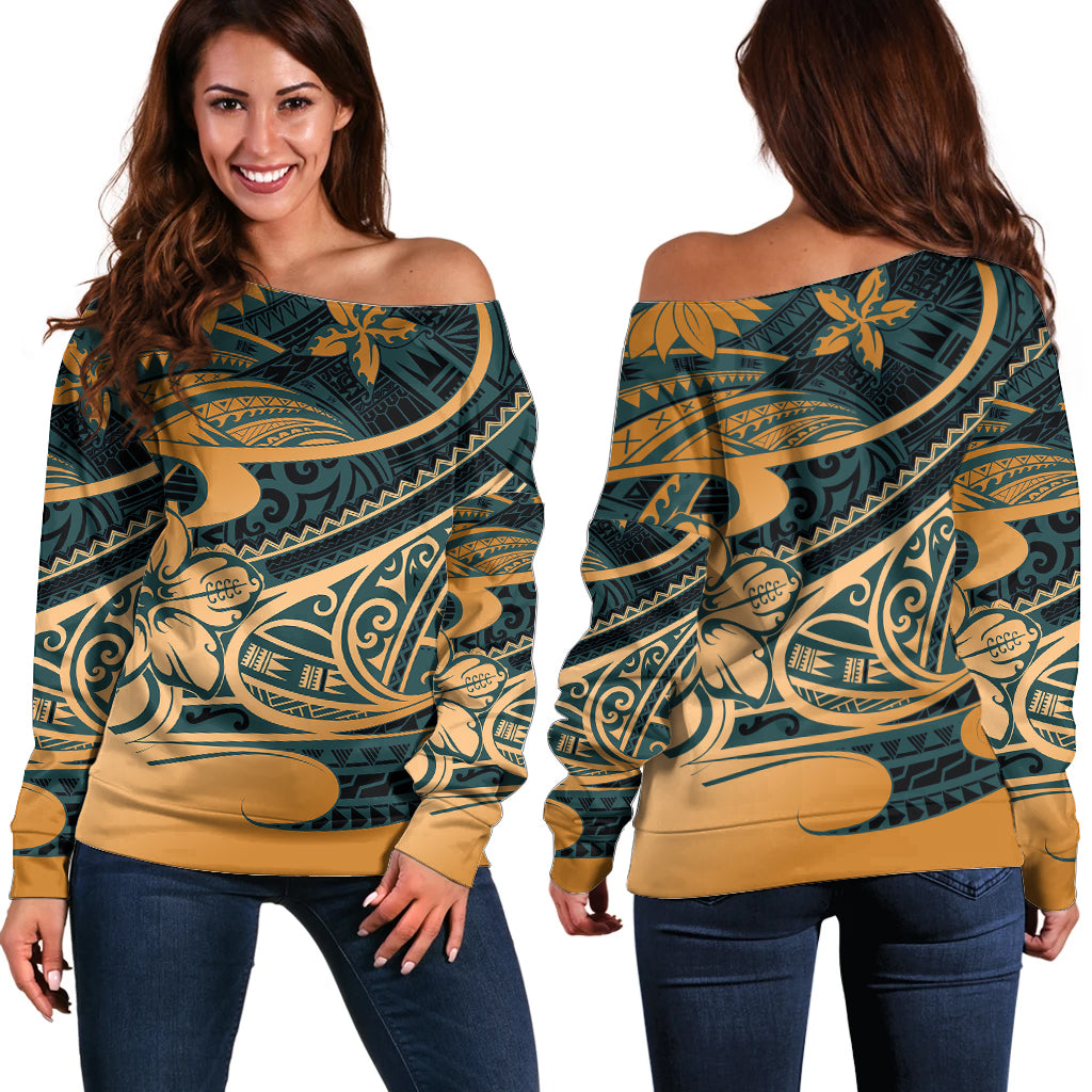 Polynesian Tribal Off Shoulder Sweater