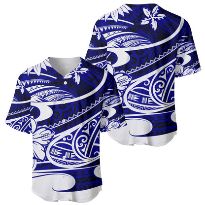 Polynesian Tribal Baseball Jersey Blue