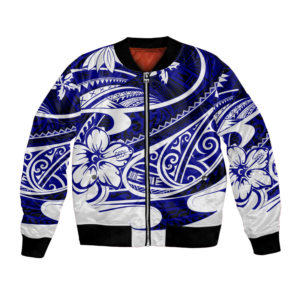 Polynesian Tribal Bomber Jacket Blue
