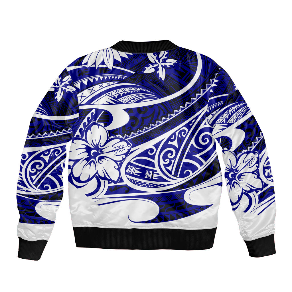 Polynesian Tribal Bomber Jacket Blue