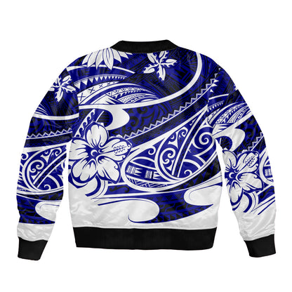 Polynesian Tribal Bomber Jacket Blue