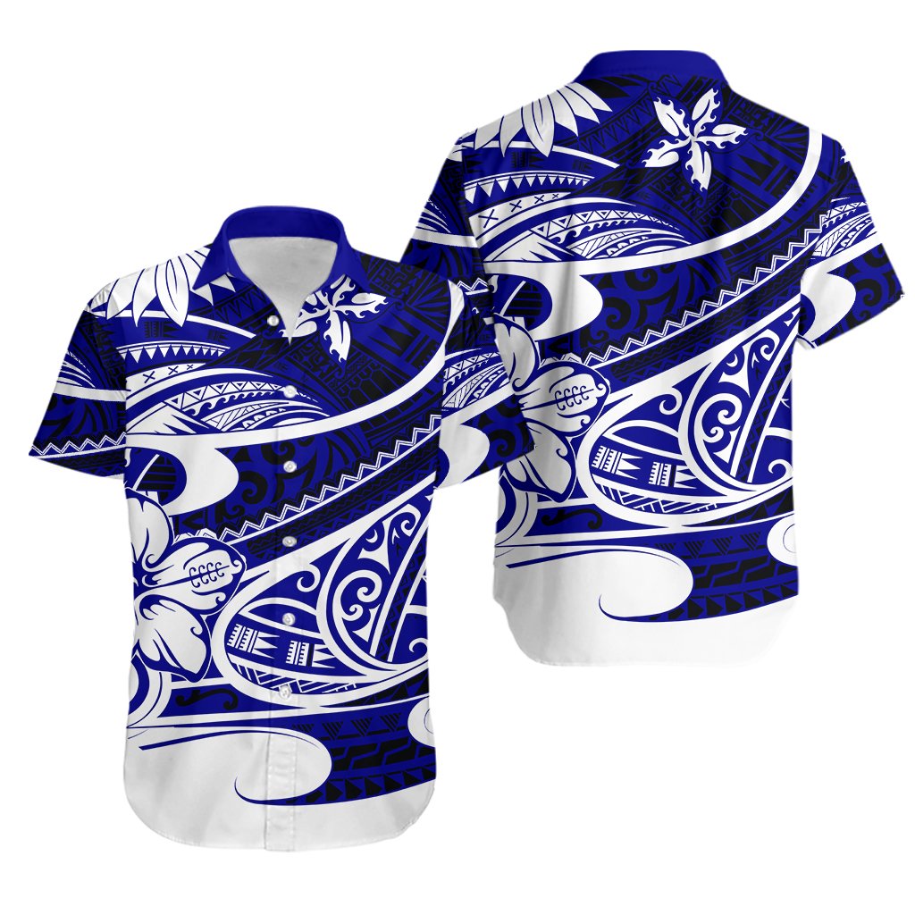Polynesian Tribal Hawaiian Shirt Blue