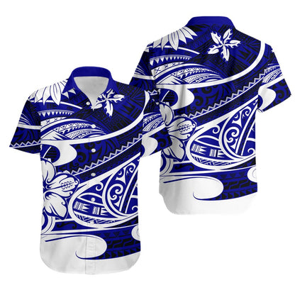 Polynesian Tribal Hawaiian Shirt Blue