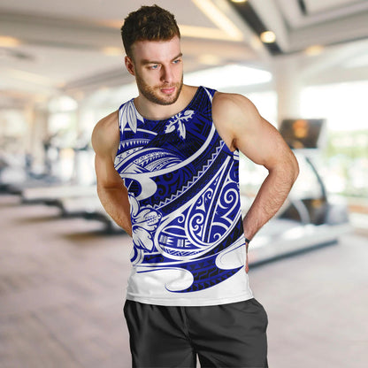 Polynesian Tribal Men Tank Top Blue