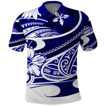 Polynesian Tribal Polo Shirt Blue