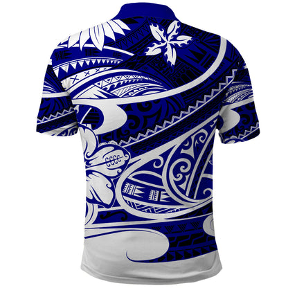 Polynesian Tribal Polo Shirt Blue