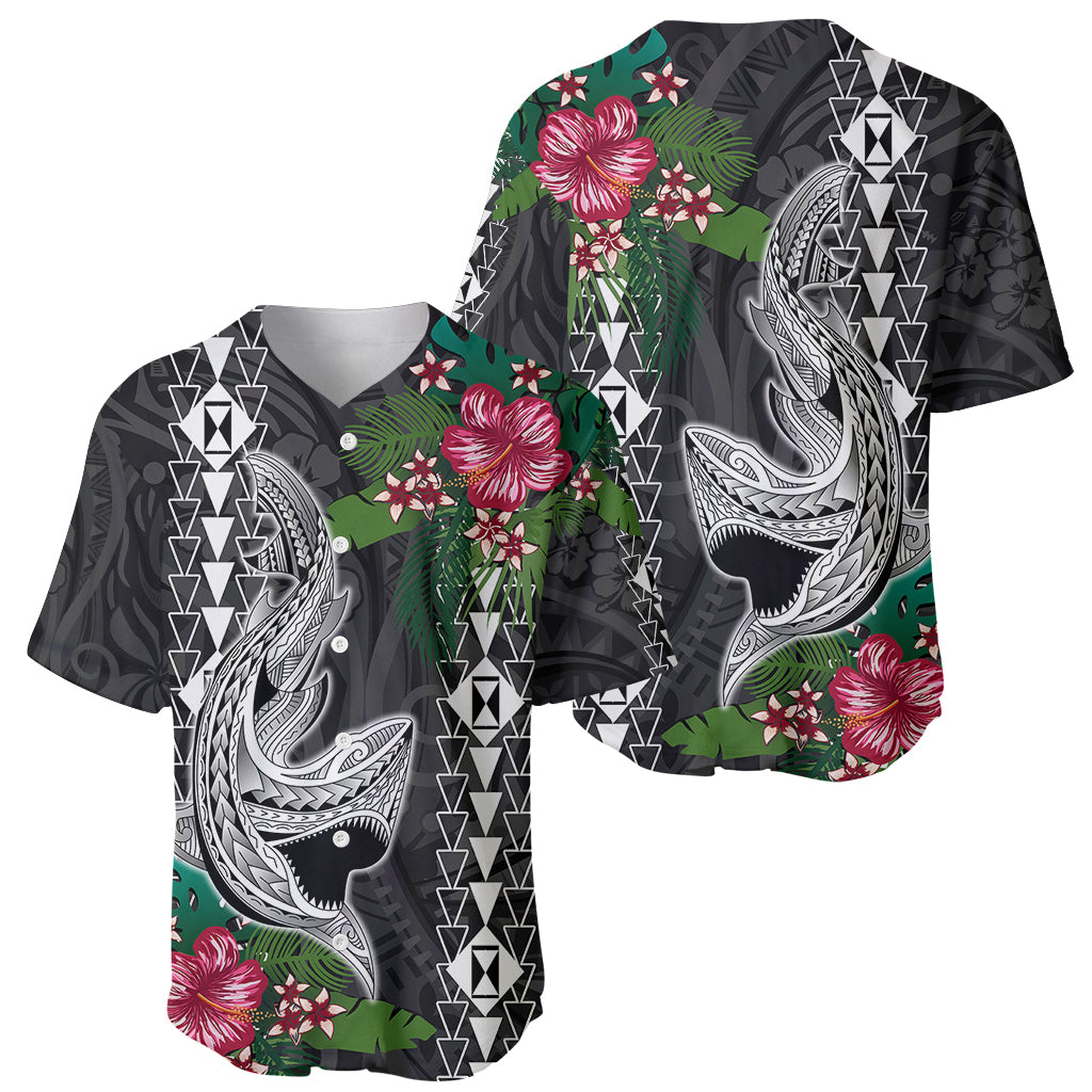 Hawaii Kakau Baseball Jersey Mix Sharks Polynesian Hibiscus