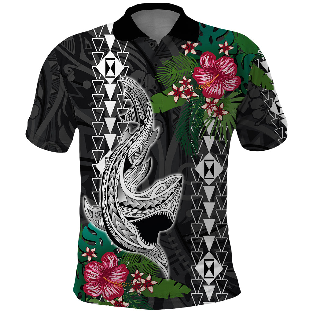 Hawaii Kakau Polo Shirt Mix Sharks Polynesian Hibiscus