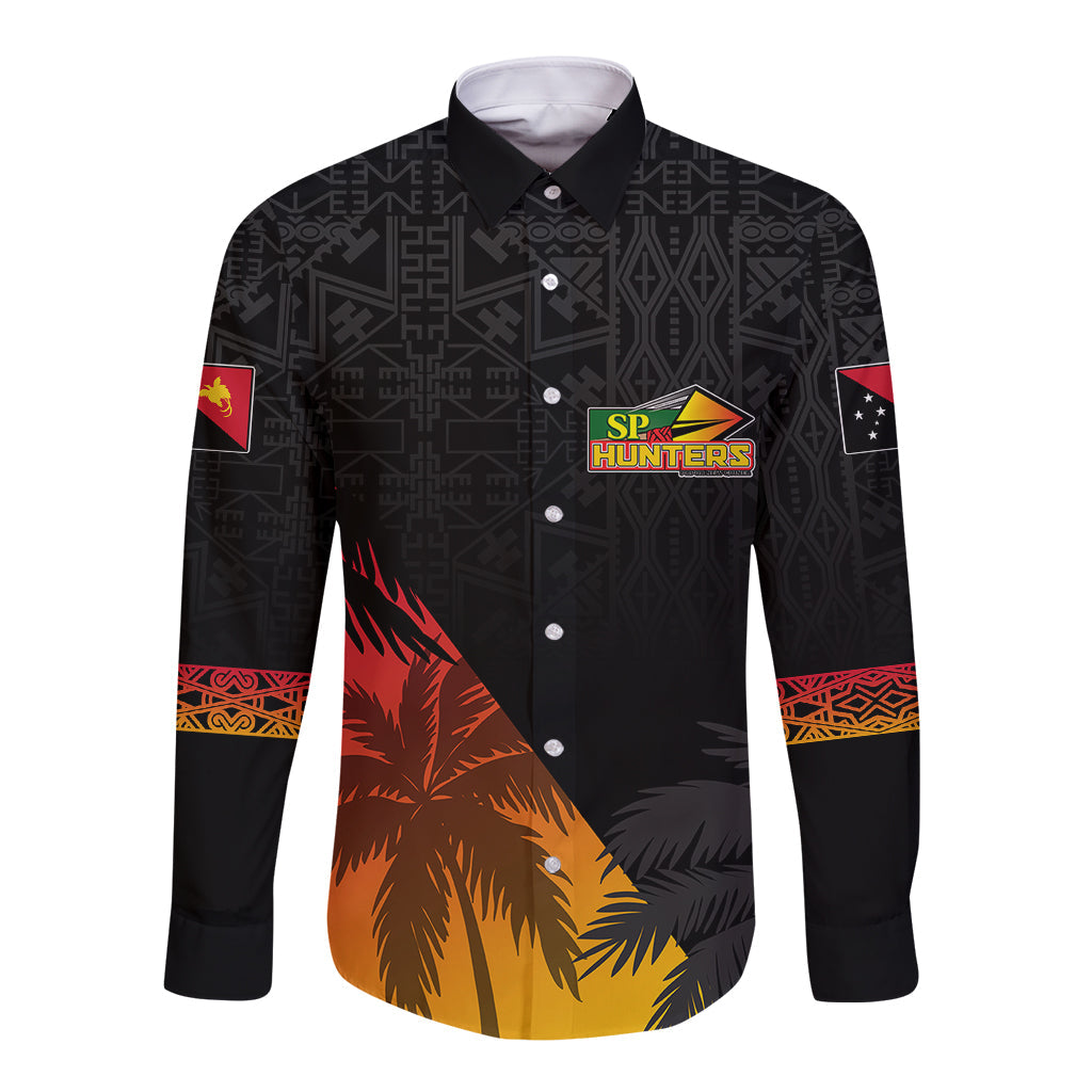 PNG Hunters Rugby Long Sleeve Button Shirt Palm Trees Simple