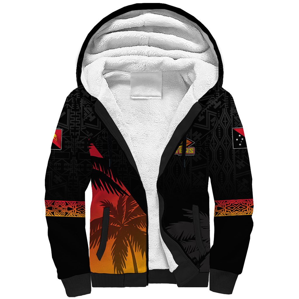 Personalised PNG Hunters Rugby Sherpa Hoodie Palm Trees Simple