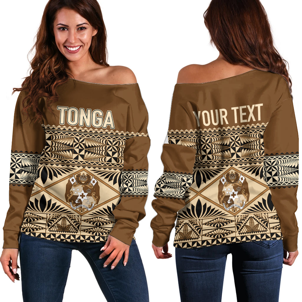 Personalised Tonga Independence Day Off Shoulder Sweater Ngatu Tapa Style