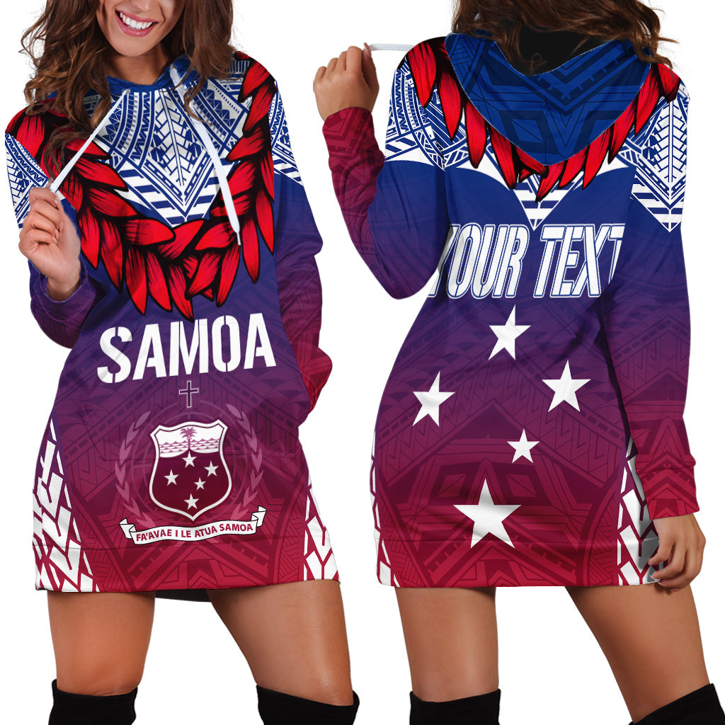 Personalised Samoa Independence Day Hoodie Dress Ula Fala Gradient Color