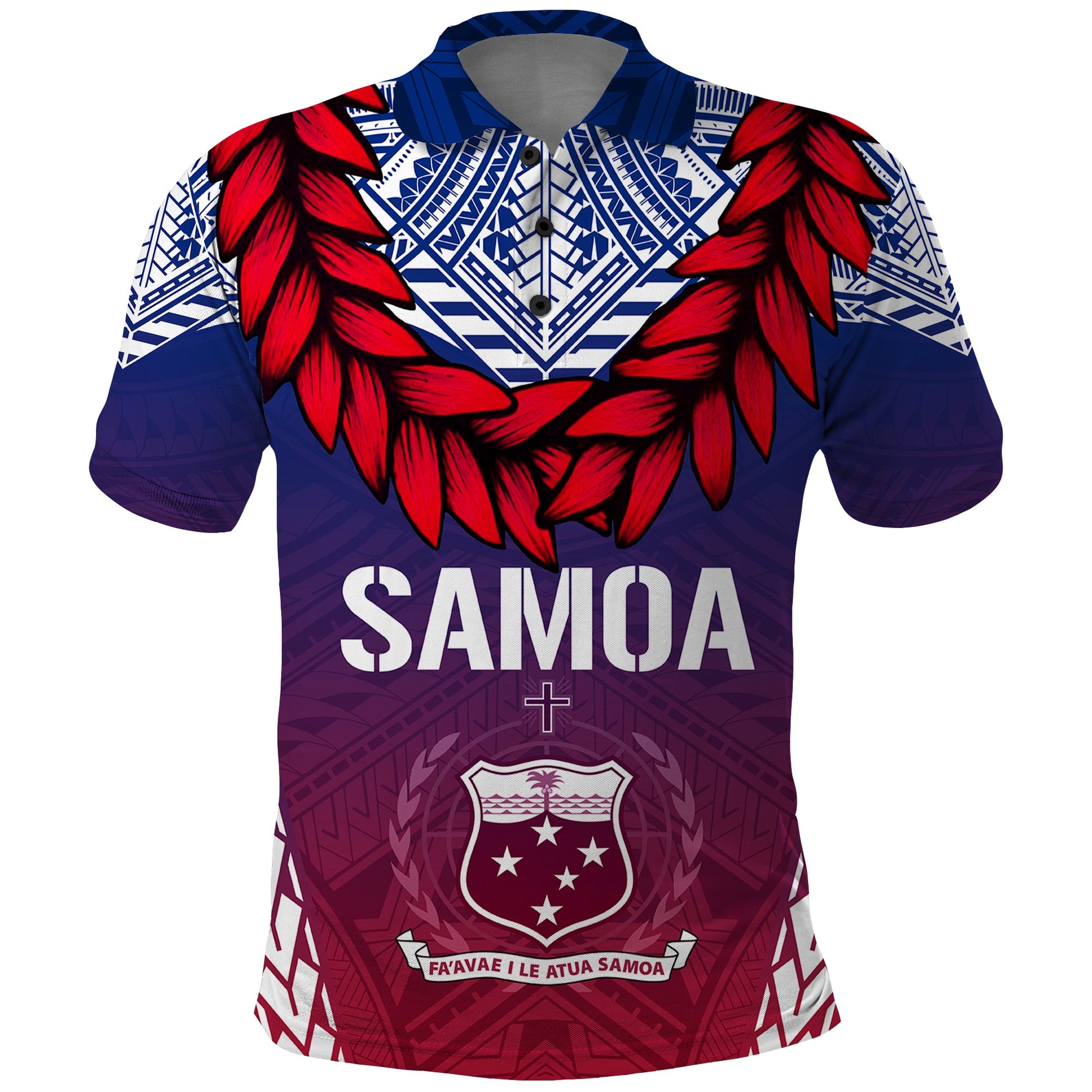 Personalised Samoa Independence Day Polo Shirt Ula Fala Gradient Color