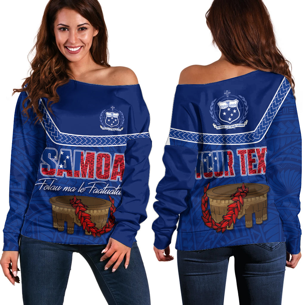 Personalised Samoa Independence Day Off Shoulder Sweater Kava And Ula Fala Sail With Faith