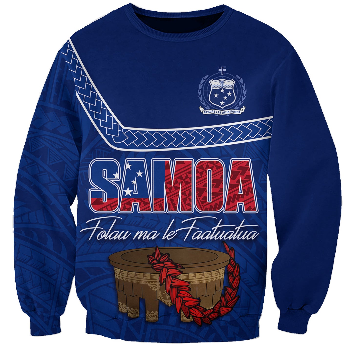 Personalised Samoa Independence Day Sweatshirt Kava And Ula Fala Sail With Faith