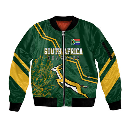 South Africa Rugby 2023 Sleeve Zip Bomber Jacket Champions GO Bokke