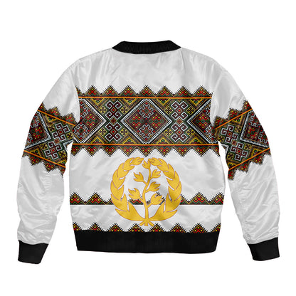 Eritrea Bomber Jacket Tilet Mix Eritrean Cross - White