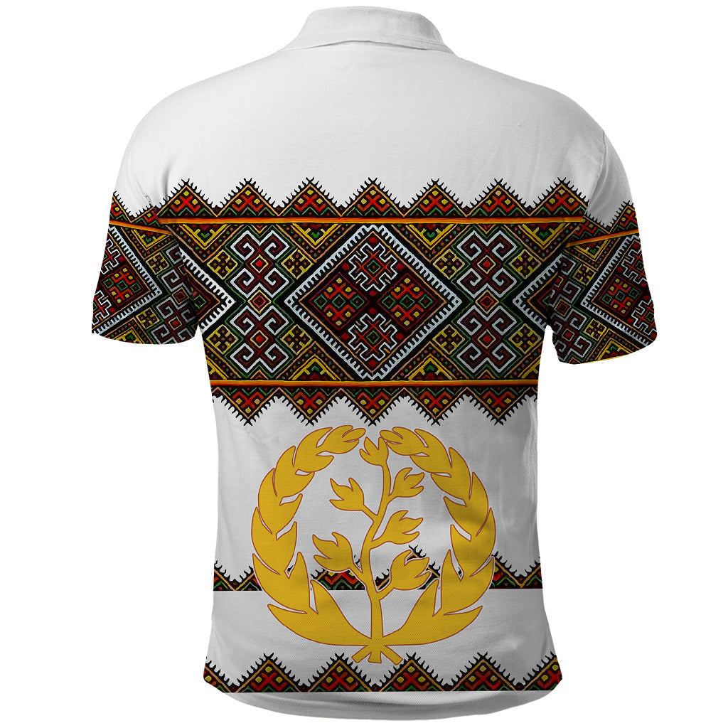 Eritrea Polo Shirt Tilet Mix Eritrean Cross White