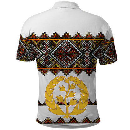 Eritrea Polo Shirt Tilet Mix Eritrean Cross White