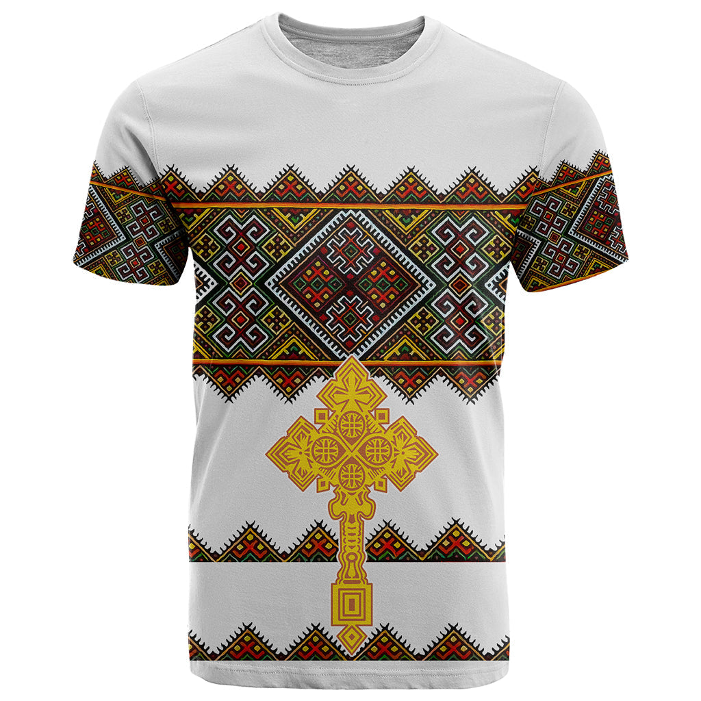 Eritrea T Shirt Tilet Mix Eritrean Cross White