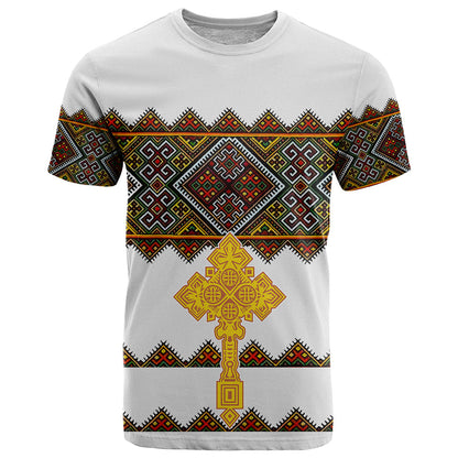 Eritrea T Shirt Tilet Mix Eritrean Cross White