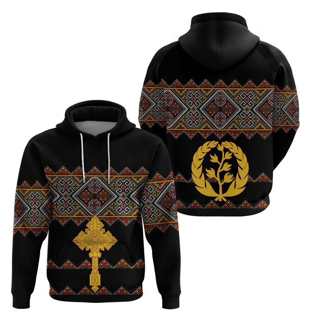 Eritrea Hoodie Tilet Mix Eritrean Cross Black