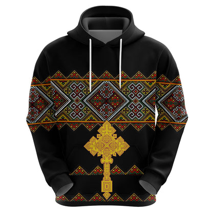 Eritrea Hoodie Tilet Mix Eritrean Cross Black