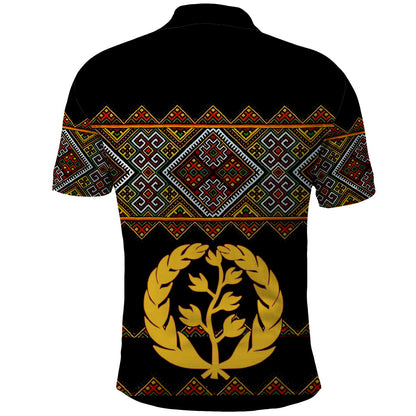 Eritrea Polo Shirt Tilet Mix Eritrean Cross Black
