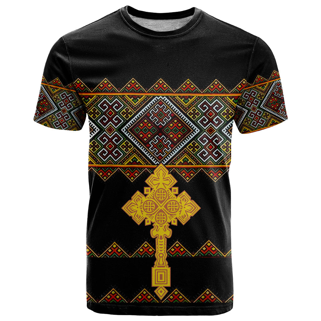 Eritrea T Shirt Tilet Mix Eritrean Cross Black