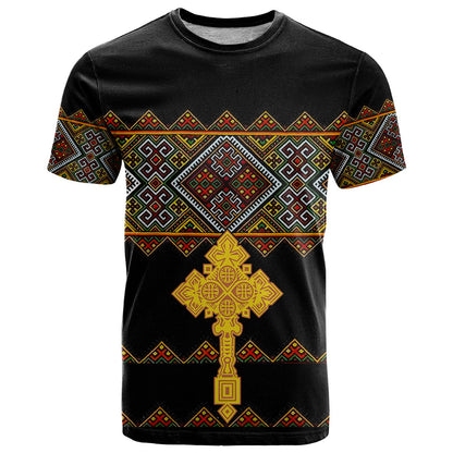 Eritrea T Shirt Tilet Mix Eritrean Cross Black
