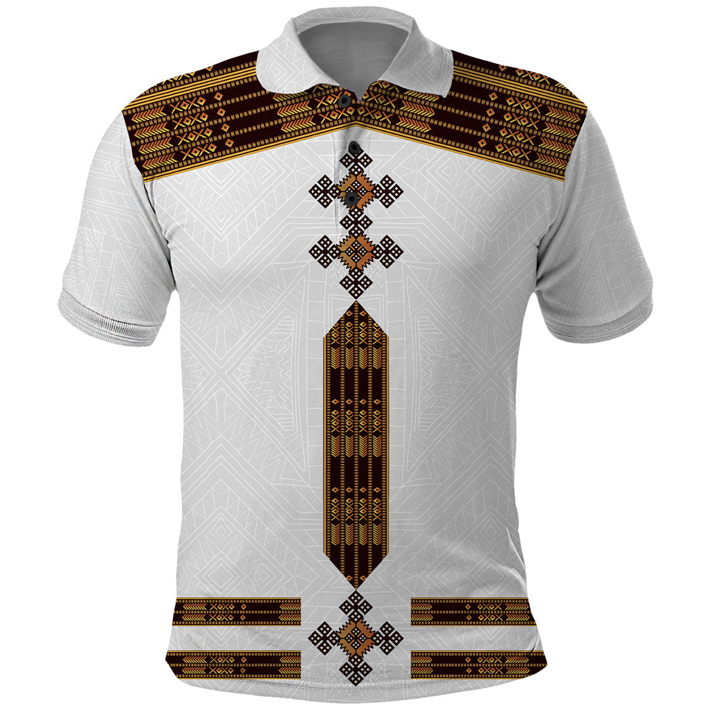 Eritrea Polo Shirt Tilet Habesha Style White