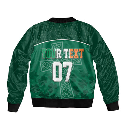 Personalised Ireland Rugby 2023 Bomber Jacket Celtic Cross Mix Shamrocks